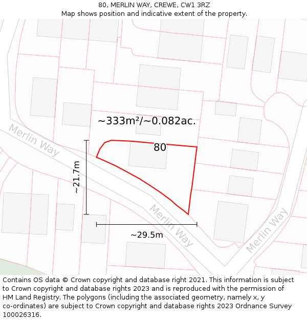 80, MERLIN WAY, CREWE, CW1 3RZ: Plot and title map