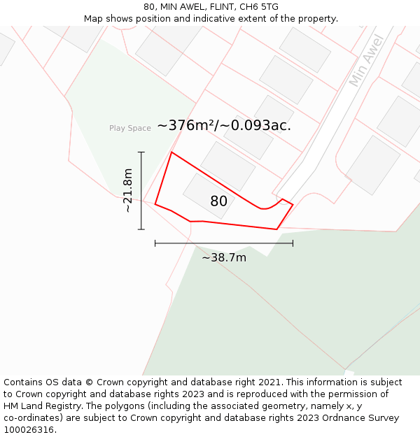 80, MIN AWEL, FLINT, CH6 5TG: Plot and title map