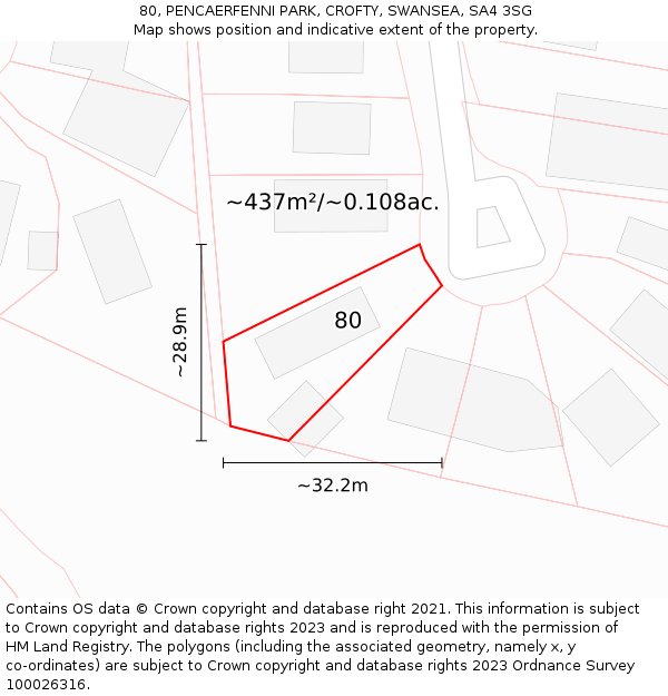 80, PENCAERFENNI PARK, CROFTY, SWANSEA, SA4 3SG: Plot and title map