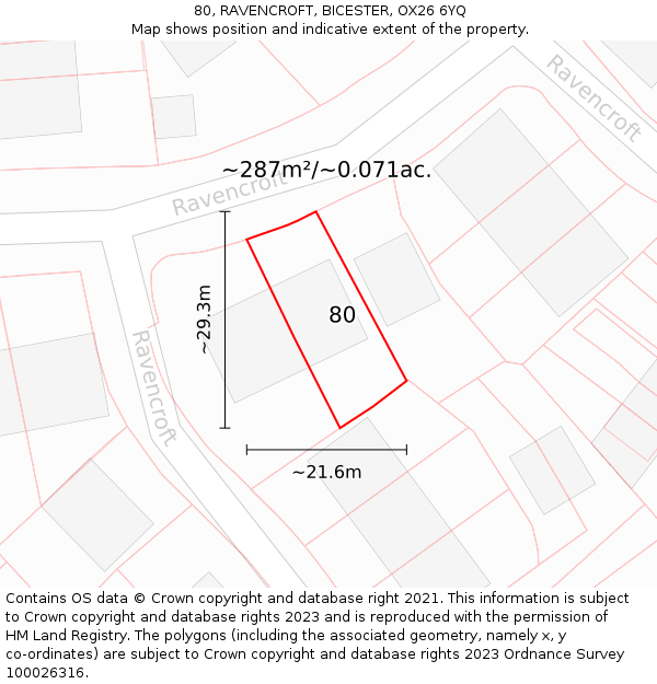 80, RAVENCROFT, BICESTER, OX26 6YQ: Plot and title map