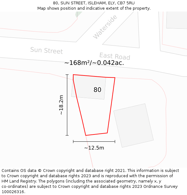 80, SUN STREET, ISLEHAM, ELY, CB7 5RU: Plot and title map