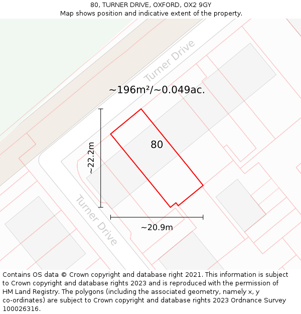 80, TURNER DRIVE, OXFORD, OX2 9GY: Plot and title map