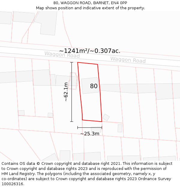 80, WAGGON ROAD, BARNET, EN4 0PP: Plot and title map