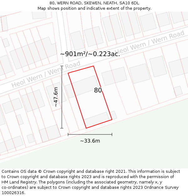 80, WERN ROAD, SKEWEN, NEATH, SA10 6DL: Plot and title map