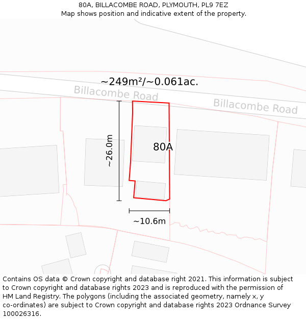80A, BILLACOMBE ROAD, PLYMOUTH, PL9 7EZ: Plot and title map
