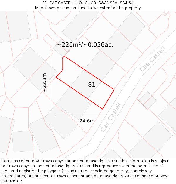 81, CAE CASTELL, LOUGHOR, SWANSEA, SA4 6UJ: Plot and title map