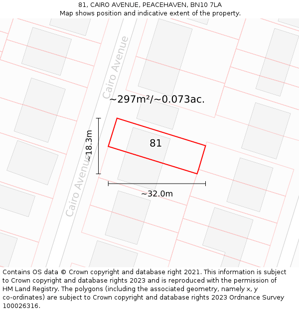 81, CAIRO AVENUE, PEACEHAVEN, BN10 7LA: Plot and title map