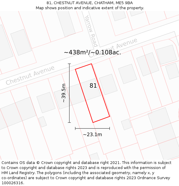 81, CHESTNUT AVENUE, CHATHAM, ME5 9BA: Plot and title map