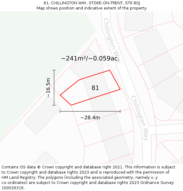 81, CHILLINGTON WAY, STOKE-ON-TRENT, ST6 8GJ: Plot and title map