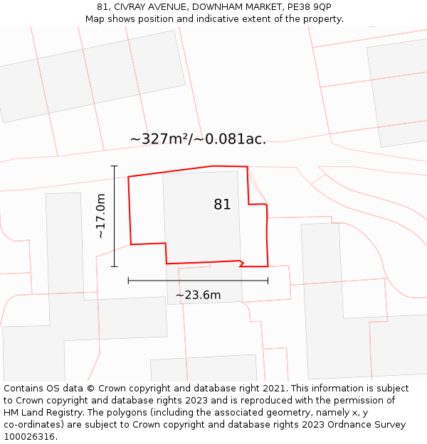 81, CIVRAY AVENUE, DOWNHAM MARKET, PE38 9QP: Plot and title map