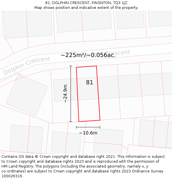 81, DOLPHIN CRESCENT, PAIGNTON, TQ3 1JZ: Plot and title map