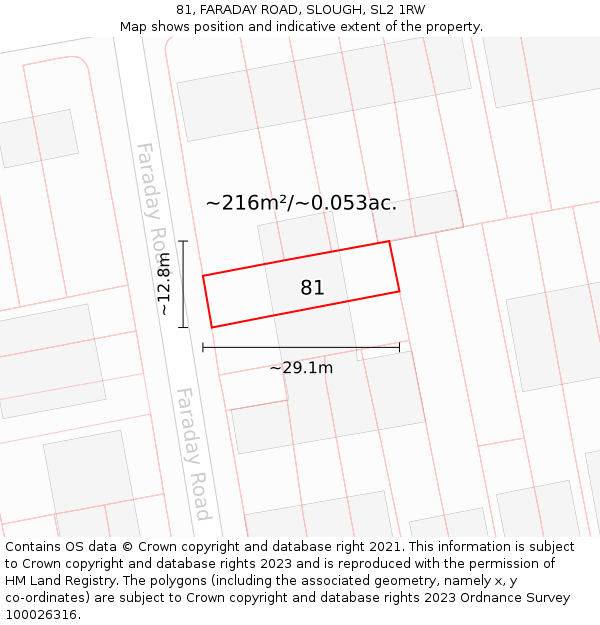 81, FARADAY ROAD, SLOUGH, SL2 1RW: Plot and title map