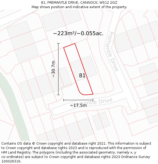 81, FREMANTLE DRIVE, CANNOCK, WS12 2GZ: Plot and title map