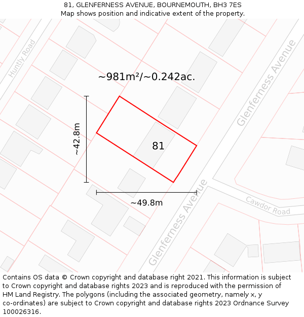 81, GLENFERNESS AVENUE, BOURNEMOUTH, BH3 7ES: Plot and title map