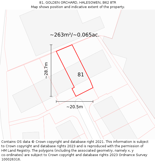 81, GOLDEN ORCHARD, HALESOWEN, B62 8TR: Plot and title map