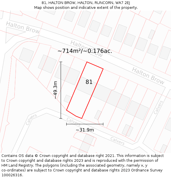 81, HALTON BROW, HALTON, RUNCORN, WA7 2EJ: Plot and title map