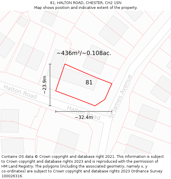 81, HALTON ROAD, CHESTER, CH2 1SN: Plot and title map