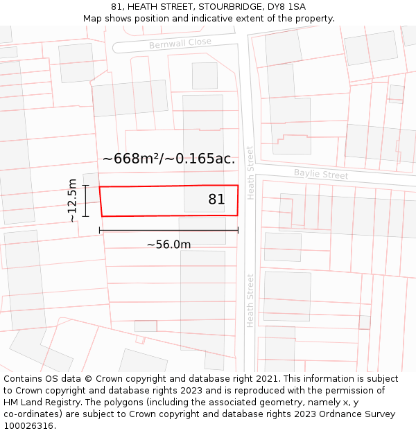 81, HEATH STREET, STOURBRIDGE, DY8 1SA: Plot and title map
