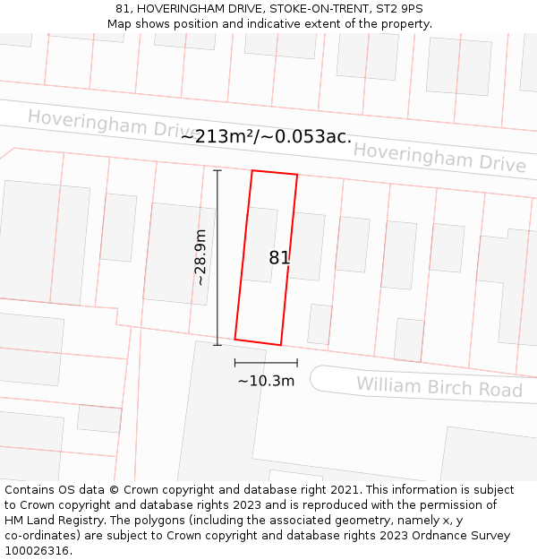 81, HOVERINGHAM DRIVE, STOKE-ON-TRENT, ST2 9PS: Plot and title map