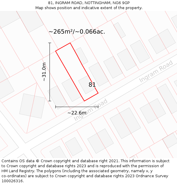 81, INGRAM ROAD, NOTTINGHAM, NG6 9GP: Plot and title map