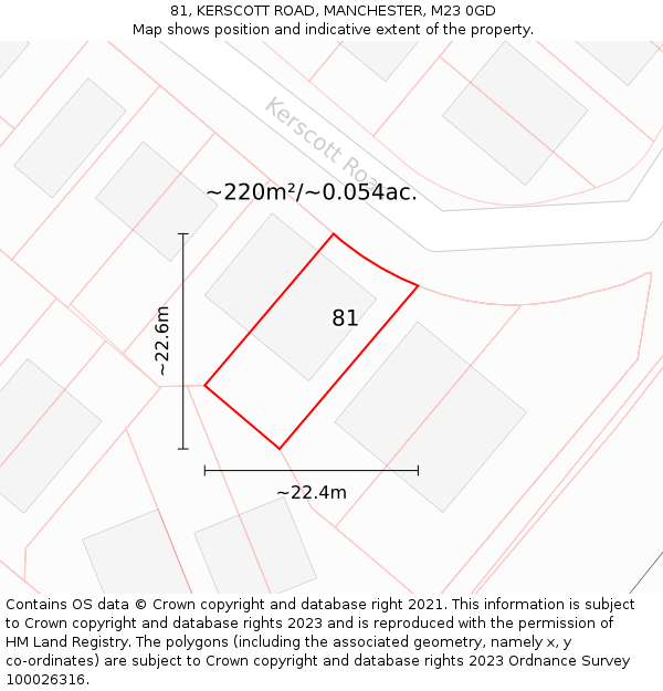 81, KERSCOTT ROAD, MANCHESTER, M23 0GD: Plot and title map