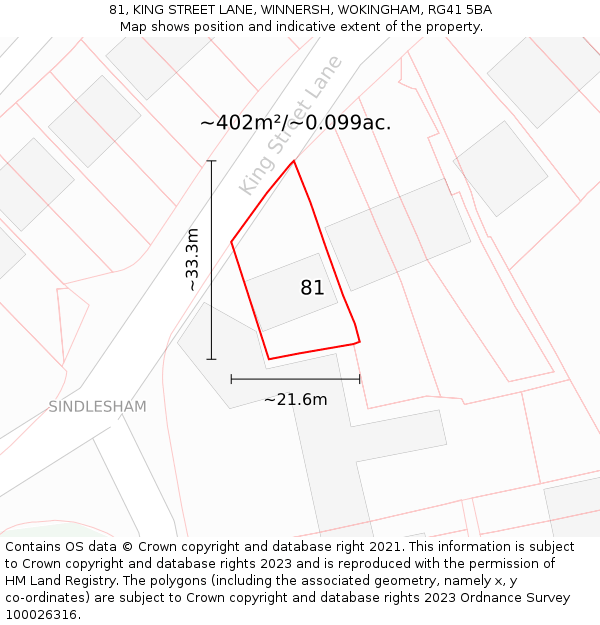 81, KING STREET LANE, WINNERSH, WOKINGHAM, RG41 5BA: Plot and title map