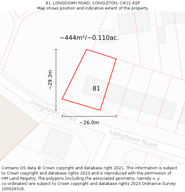 81, LONGDOWN ROAD, CONGLETON, CW12 4QP: Plot and title map