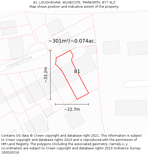 81, LOUGHSHAW, WILNECOTE, TAMWORTH, B77 4LZ: Plot and title map