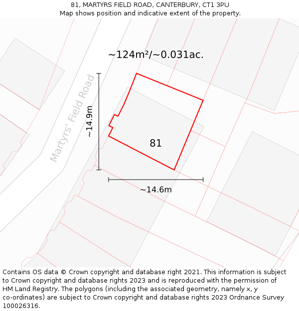 81, MARTYRS FIELD ROAD, CANTERBURY, CT1 3PU: Plot and title map