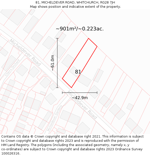 81, MICHELDEVER ROAD, WHITCHURCH, RG28 7JH: Plot and title map