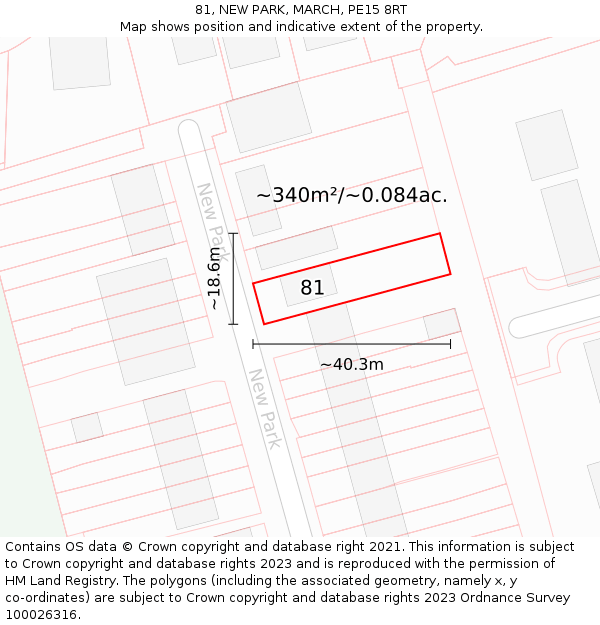 81, NEW PARK, MARCH, PE15 8RT: Plot and title map