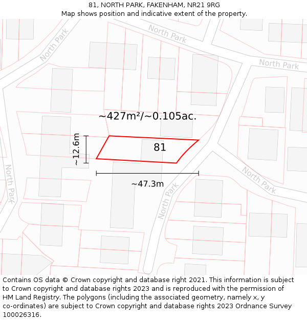 81, NORTH PARK, FAKENHAM, NR21 9RG: Plot and title map
