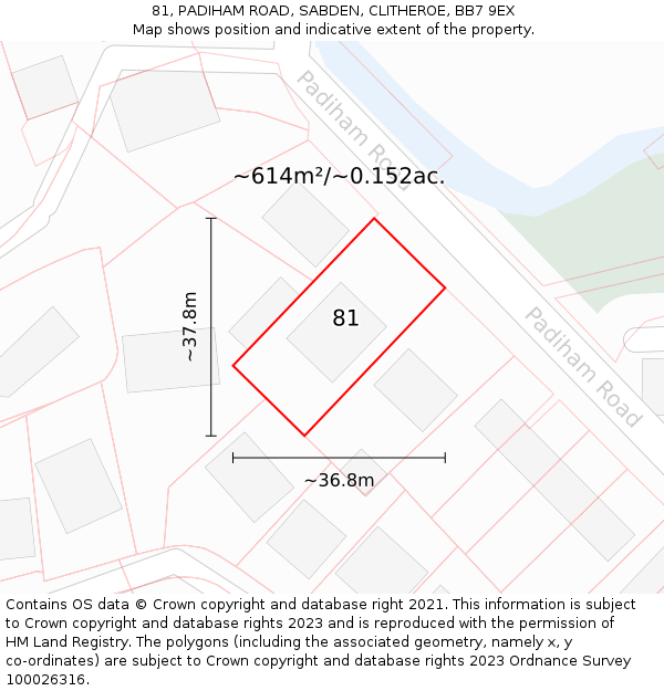81, PADIHAM ROAD, SABDEN, CLITHEROE, BB7 9EX: Plot and title map