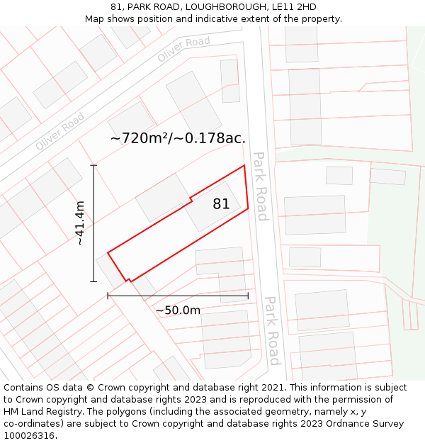 81, PARK ROAD, LOUGHBOROUGH, LE11 2HD: Plot and title map