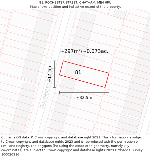 81, ROCHESTER STREET, CHATHAM, ME4 6RU: Plot and title map