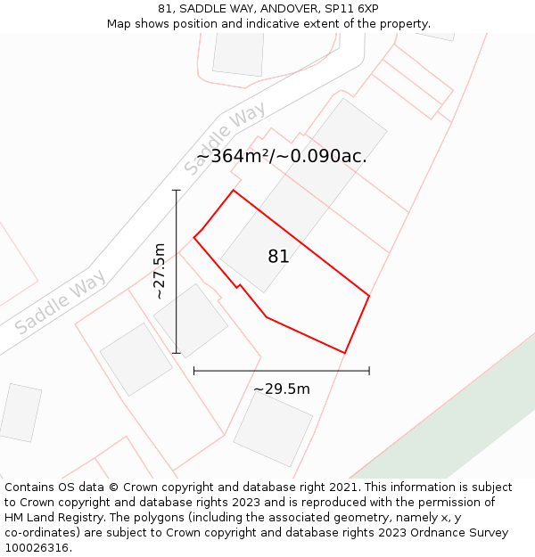 81, SADDLE WAY, ANDOVER, SP11 6XP: Plot and title map