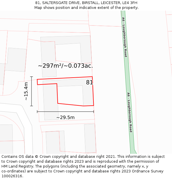 81, SALTERSGATE DRIVE, BIRSTALL, LEICESTER, LE4 3FH: Plot and title map