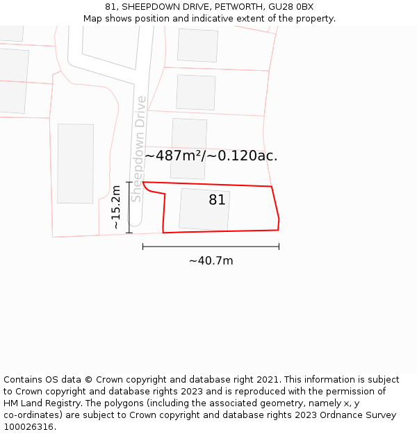 81, SHEEPDOWN DRIVE, PETWORTH, GU28 0BX: Plot and title map