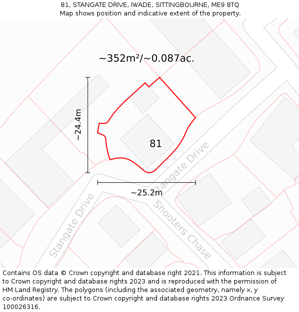 81, STANGATE DRIVE, IWADE, SITTINGBOURNE, ME9 8TQ: Plot and title map