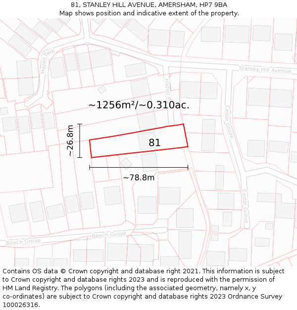 81, STANLEY HILL AVENUE, AMERSHAM, HP7 9BA: Plot and title map