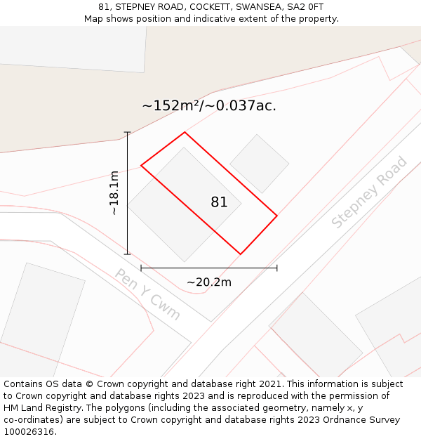 81, STEPNEY ROAD, COCKETT, SWANSEA, SA2 0FT: Plot and title map