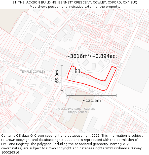 81, THE JACKSON BUILDING, BENNETT CRESCENT, COWLEY, OXFORD, OX4 2UQ: Plot and title map