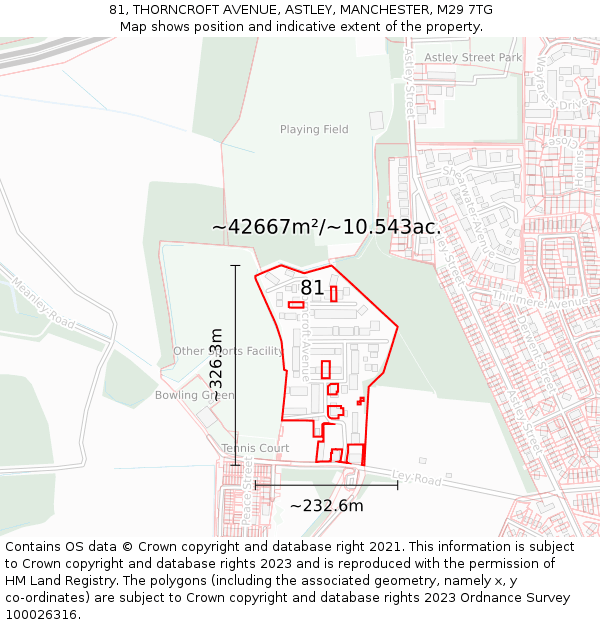 81, THORNCROFT AVENUE, ASTLEY, MANCHESTER, M29 7TG: Plot and title map