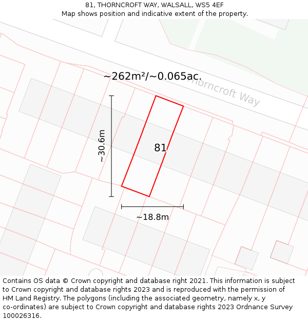 81, THORNCROFT WAY, WALSALL, WS5 4EF: Plot and title map