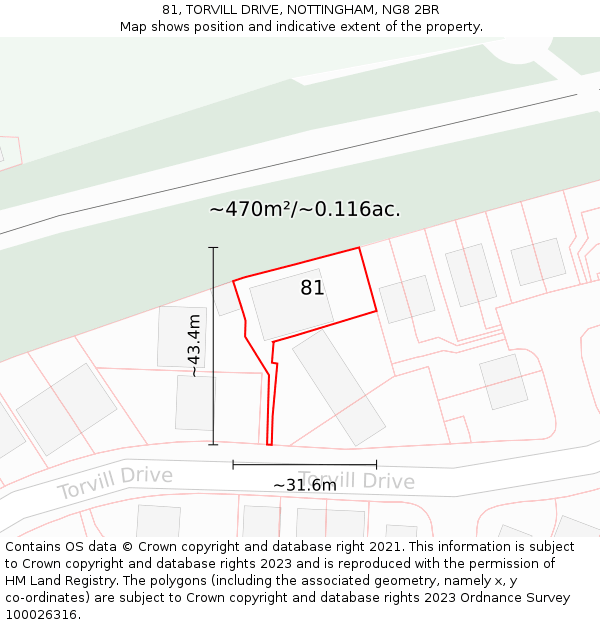 81, TORVILL DRIVE, NOTTINGHAM, NG8 2BR: Plot and title map