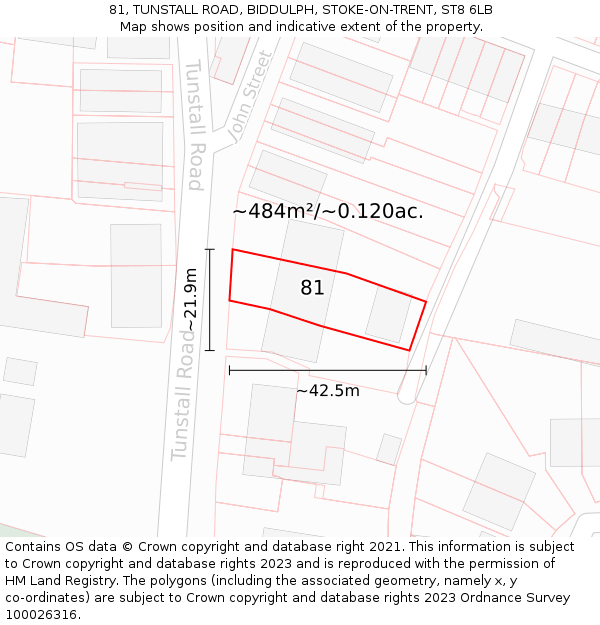 81, TUNSTALL ROAD, BIDDULPH, STOKE-ON-TRENT, ST8 6LB: Plot and title map