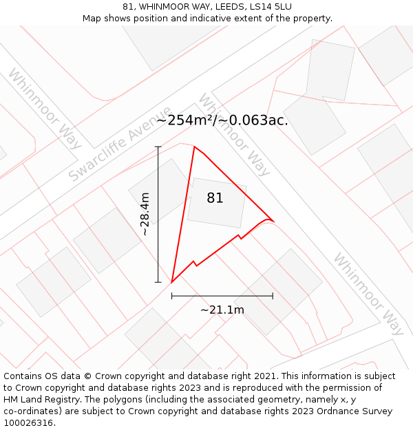 81, WHINMOOR WAY, LEEDS, LS14 5LU: Plot and title map