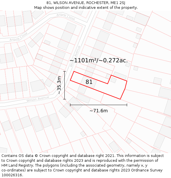 81, WILSON AVENUE, ROCHESTER, ME1 2SJ: Plot and title map