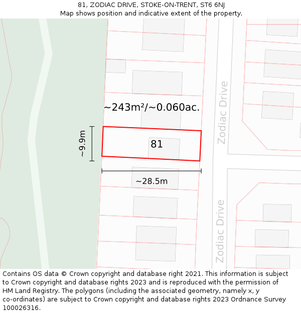 81, ZODIAC DRIVE, STOKE-ON-TRENT, ST6 6NJ: Plot and title map