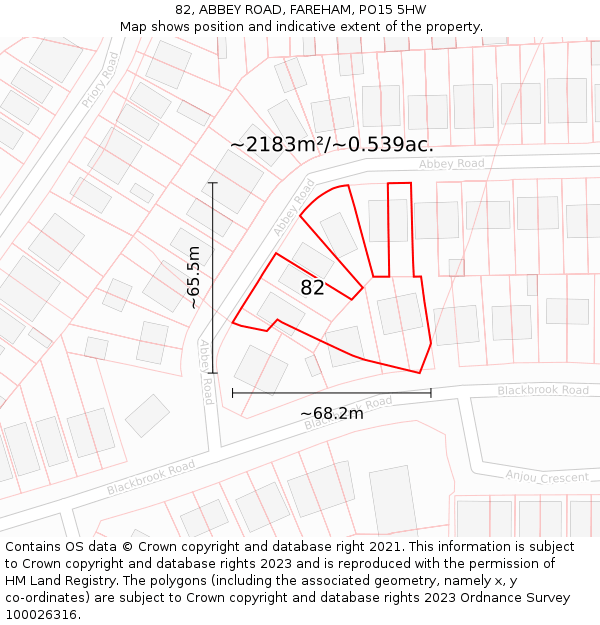 82, ABBEY ROAD, FAREHAM, PO15 5HW: Plot and title map